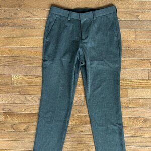 Express Men's Slim, flat front trousers 28 x 30, charcoal gray.